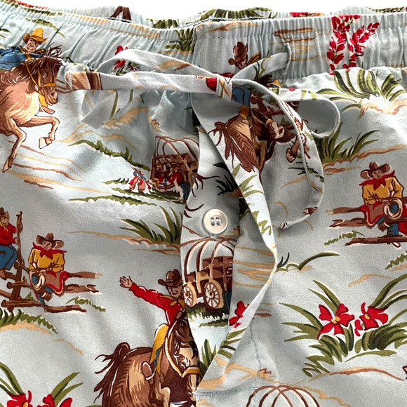 THE CAT'S PAJAMAS Men's Size XL Blue Cowboy Western Print Drawstring Waist Pants - Picture 4 of 9